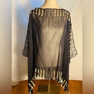 NWT Randi & Will Black  Oversized Poncho with Embellished Details